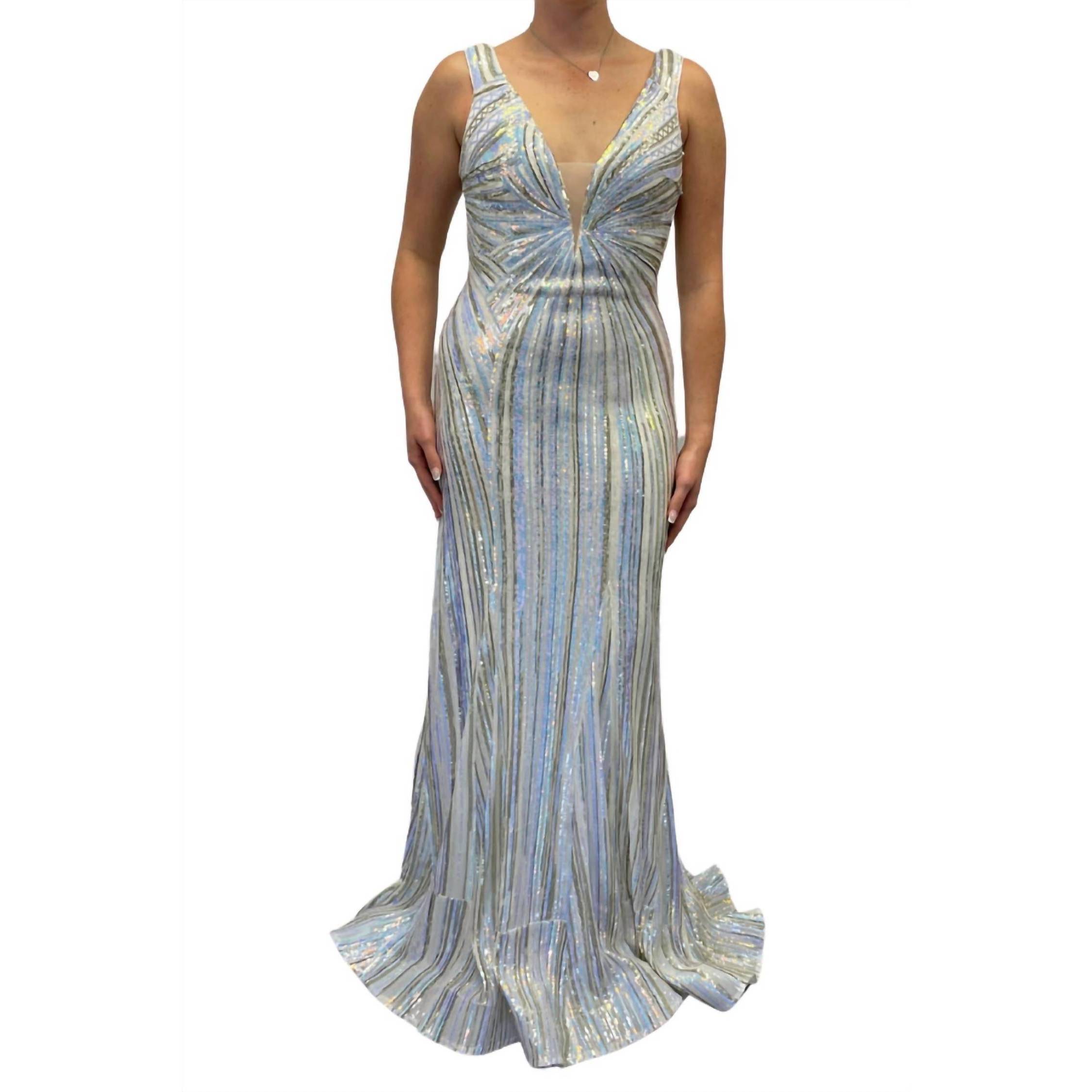 New Jovani Sequin Maxi Dress In White Multi